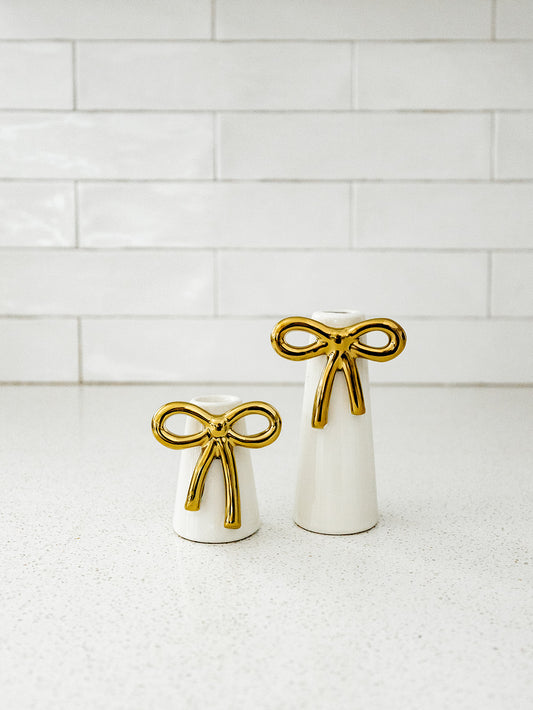 Bow Tied Taper Holder - Set of 2