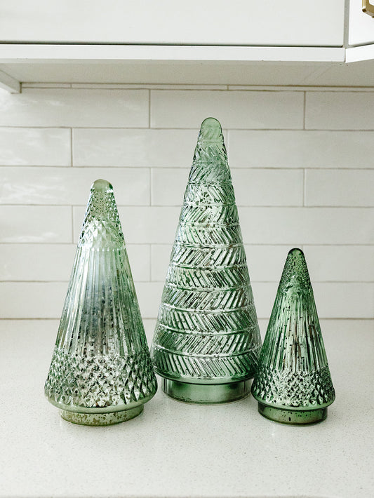 Siberian Antique Green Glass LED Tree - 3 Sizes