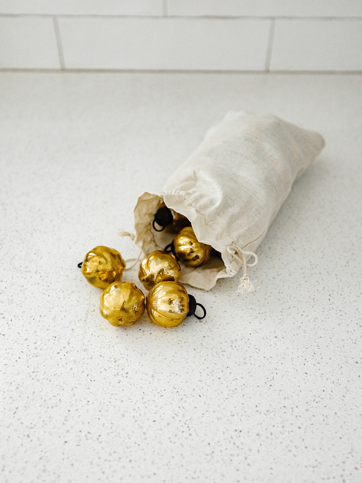 Embossed Antique Gold Mercury Ornaments - Bag of 36