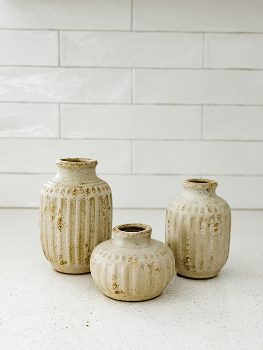 Weathered Cream Bud Vase - 3 Sizes