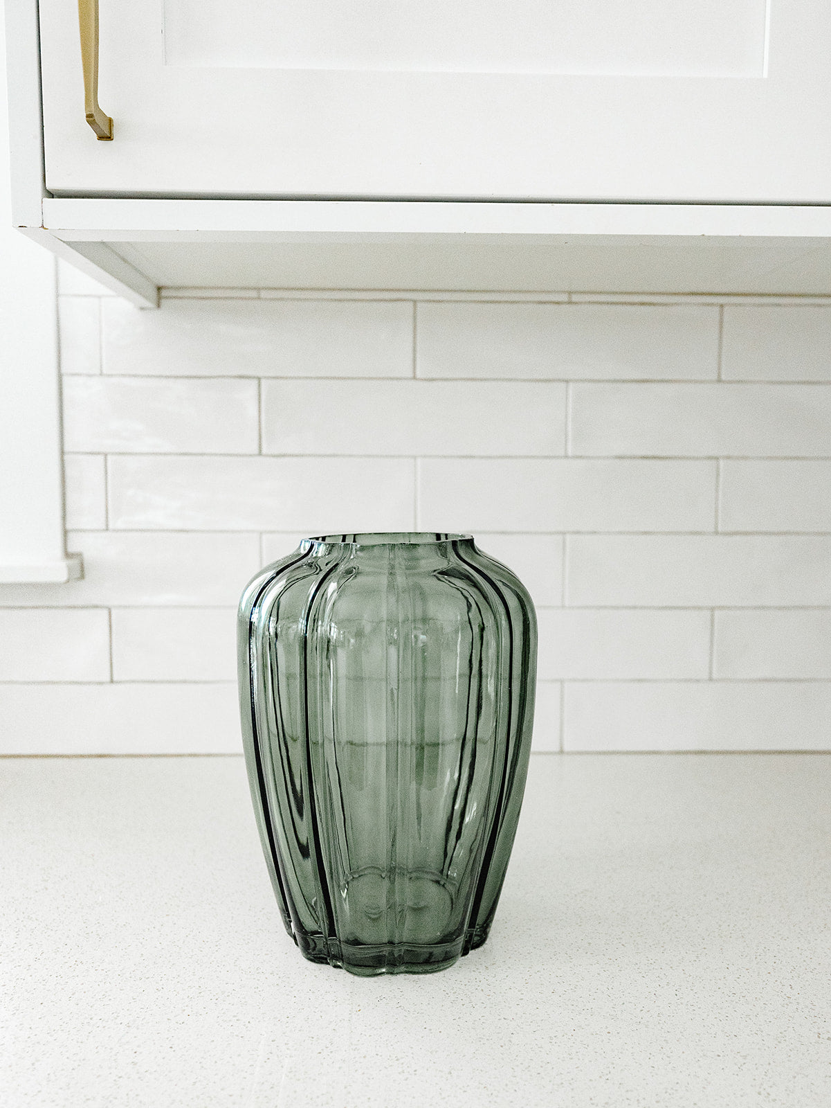 Scalloped Green Line Pressed Glass Vase - 2 Sizes