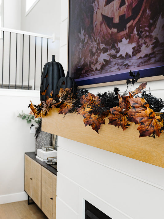 Bat Orange/Black Maple Leaf Spray - 36"