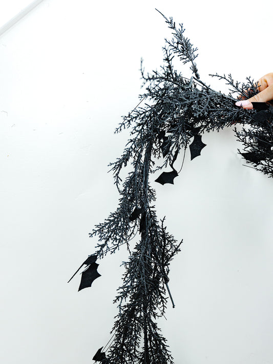 Glitter Pine and Bat Garland - 70"