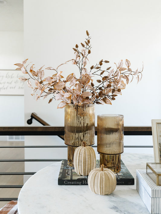 Hint of Orange/Beige Beech Leaf Spray - 35"