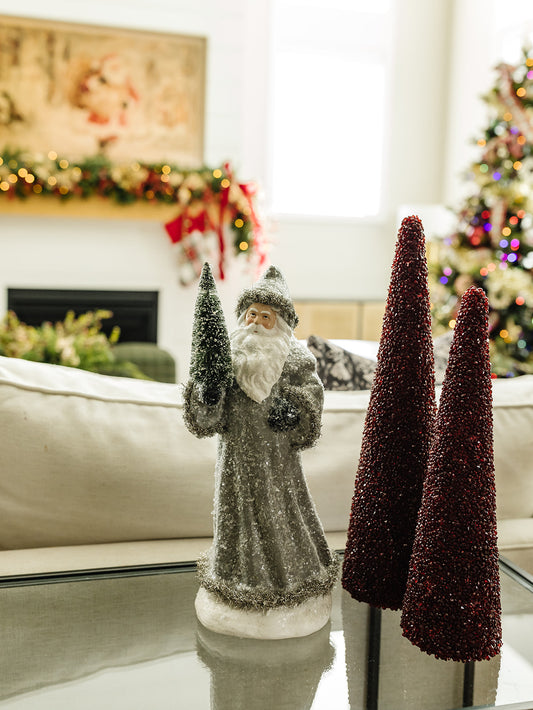 Snowy Gray Coated Santa - 2 Sizes