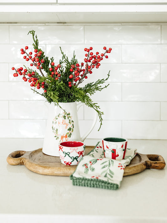 Holly Jolly Pitcher - 6"x6.5"
