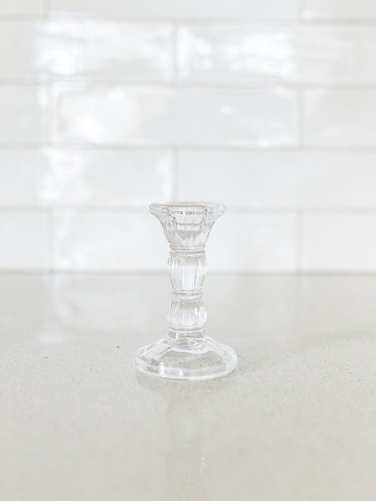 Pressed Glass Taper Holder - 4" - 3 Styles
