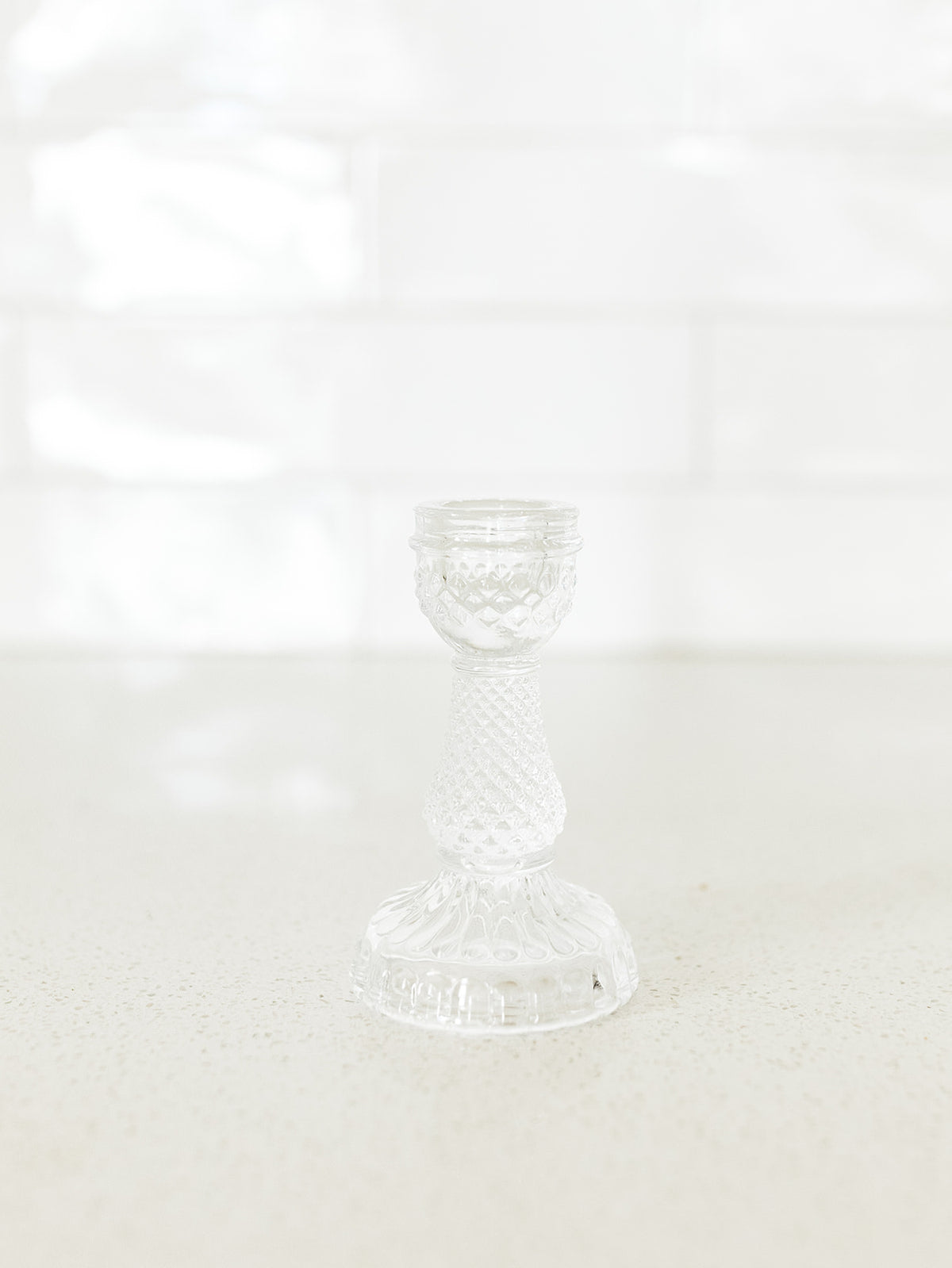 Pressed Glass Taper Holder - 4" - 3 Styles