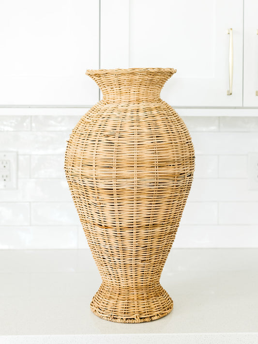 Hand Woven Rattan Vase - 21" (local pick up only on this item)