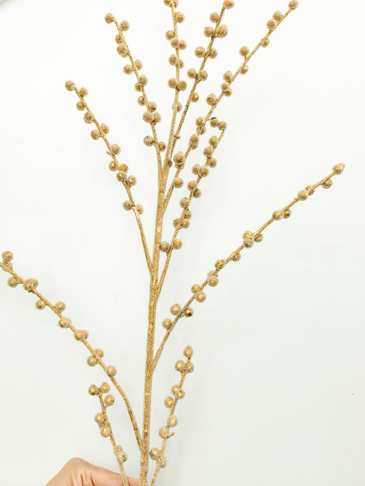 Gold Beaded Berry Spray - 47"