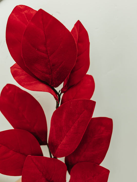 Red Velvet Magnolia Leaf Spray - 33"