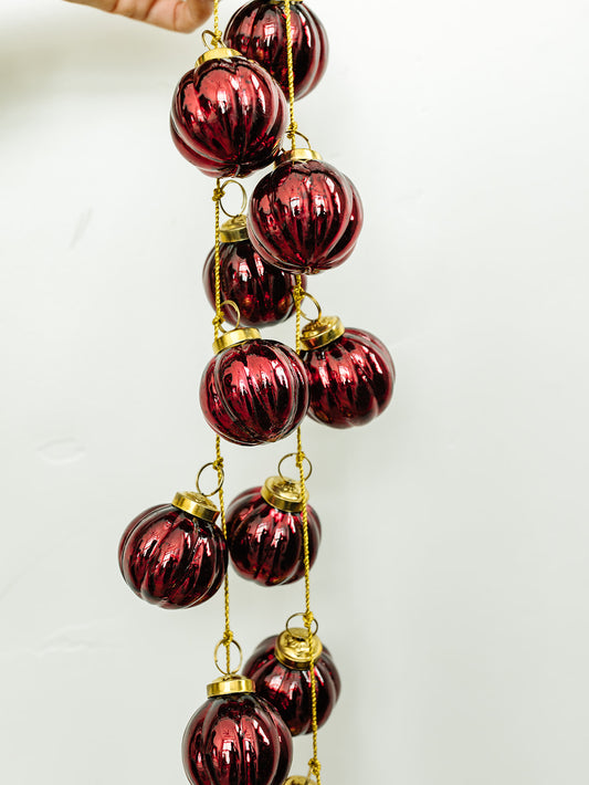 Dark Red Mercury Ornament Garland - 2"x 72"