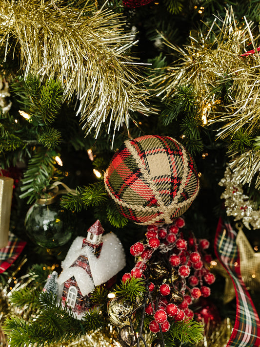Red Green and Black Plaid Ornament - 2 Sizes