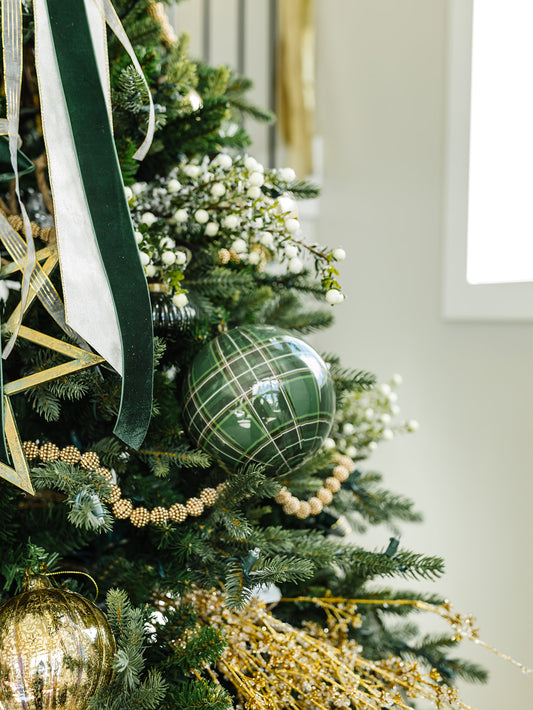 Two Tone Green Plaid Ornament - 2 Sizes