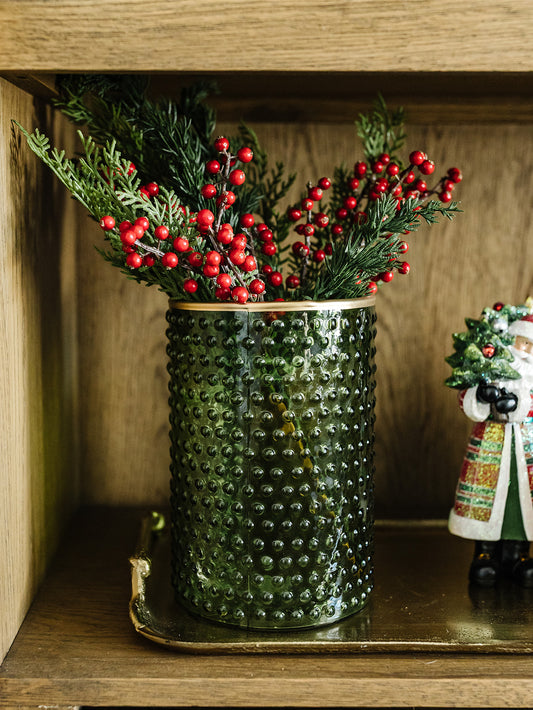 Green Dot Embossed with Gold Rim Vase - 3 Sizes