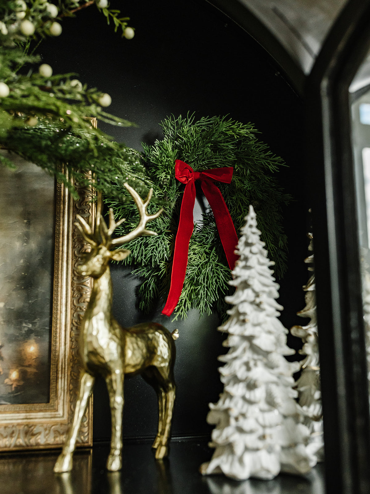 Soft Cedar Mini Wreath with Red Bow - 12"