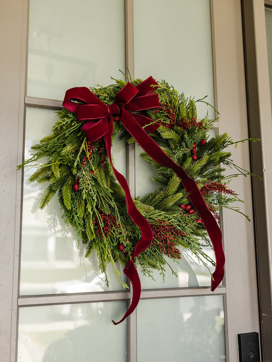Dark Red Velvet Ribbon - 3 Widths