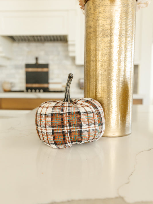 Brown and White Plaid Pumpkin