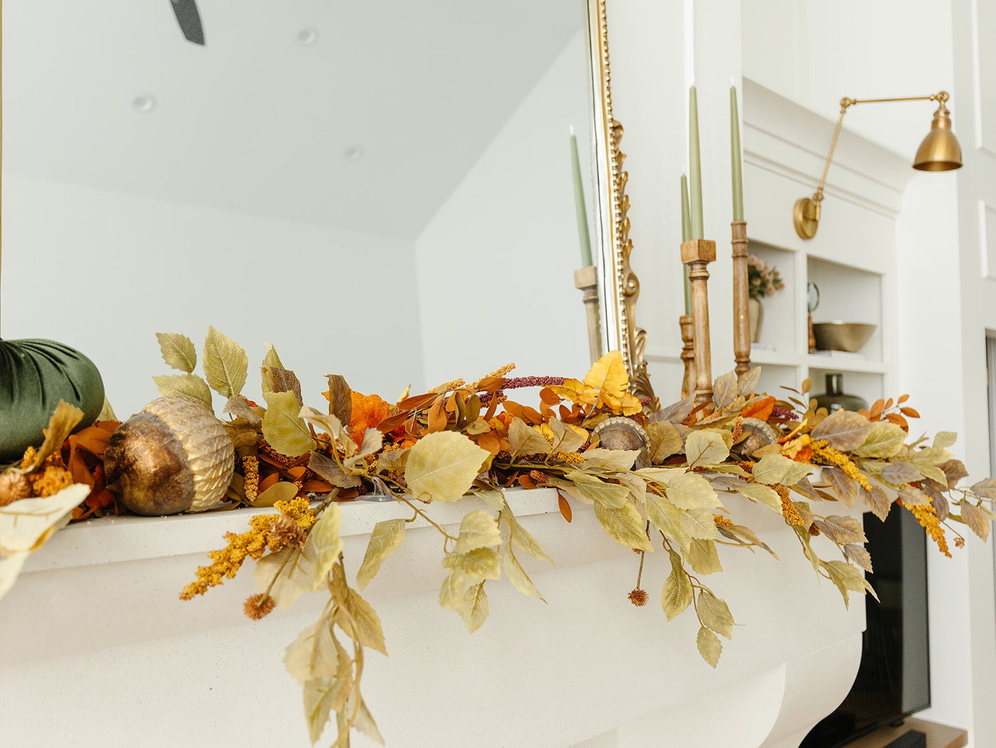 Green Birch Leaves Stem - 30”