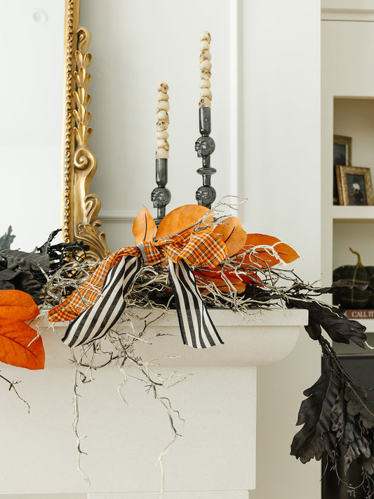 Gray Glass Skull Taper Holders - Set of 2