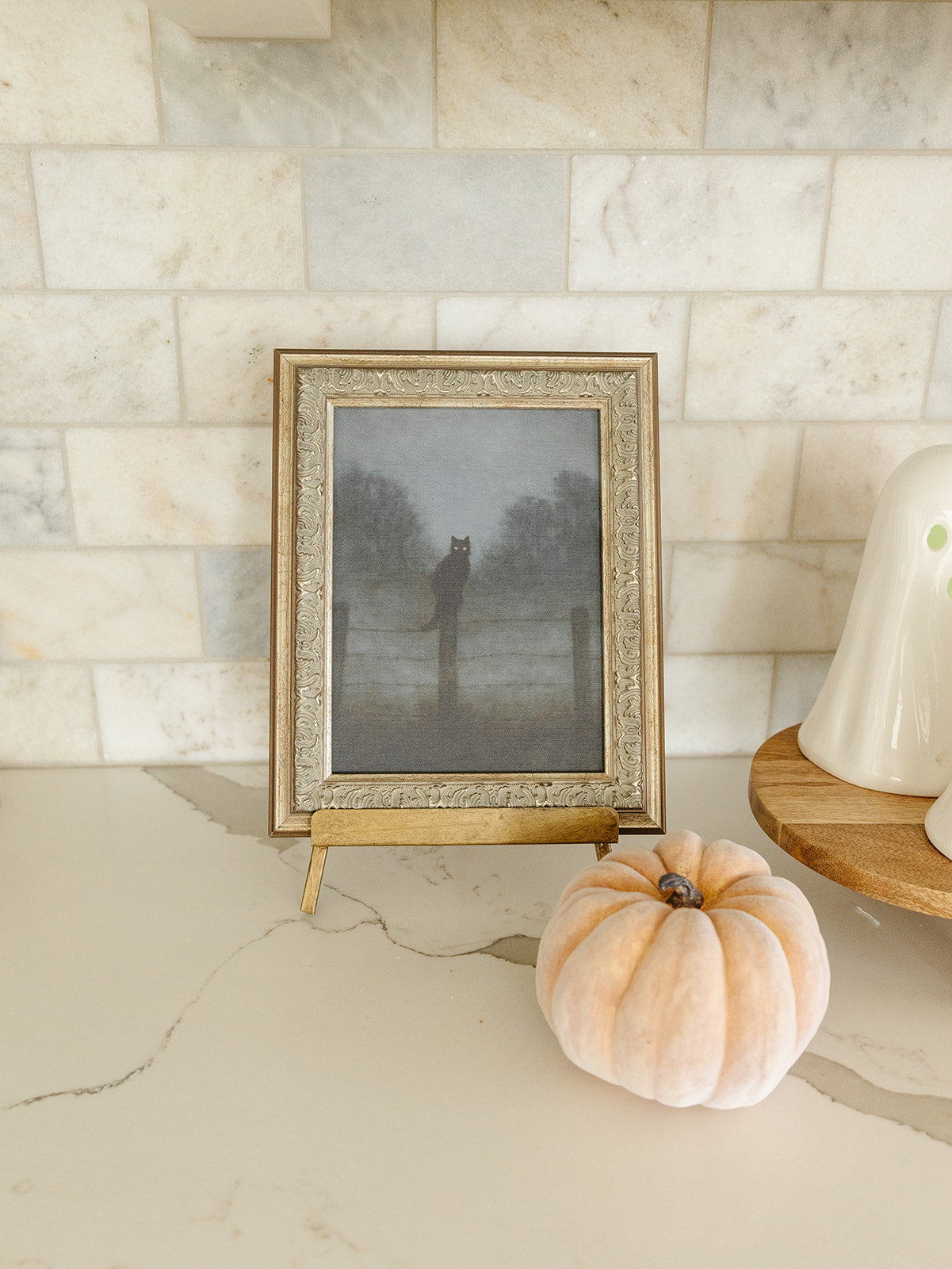 Spooky Black Cat Framed Art - 8"x10"
