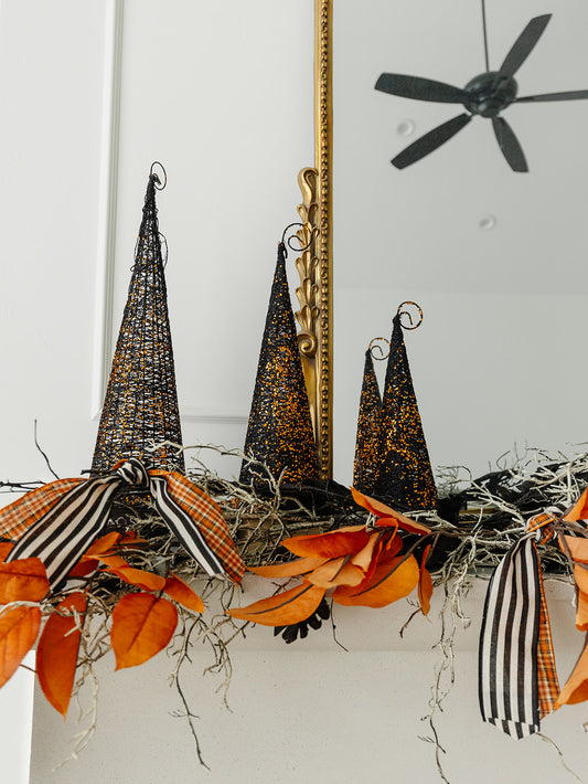 Black Glitter Wire Witches Hats - 3 Sizes