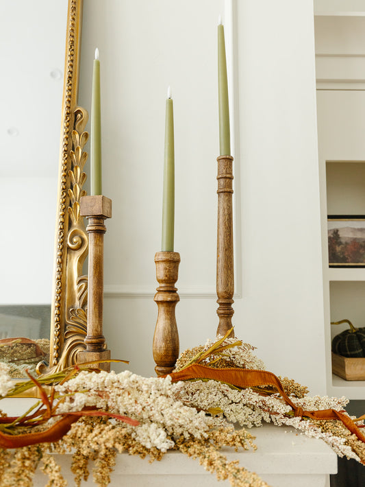 Set of 3 Tall Wood Taper Candleholders