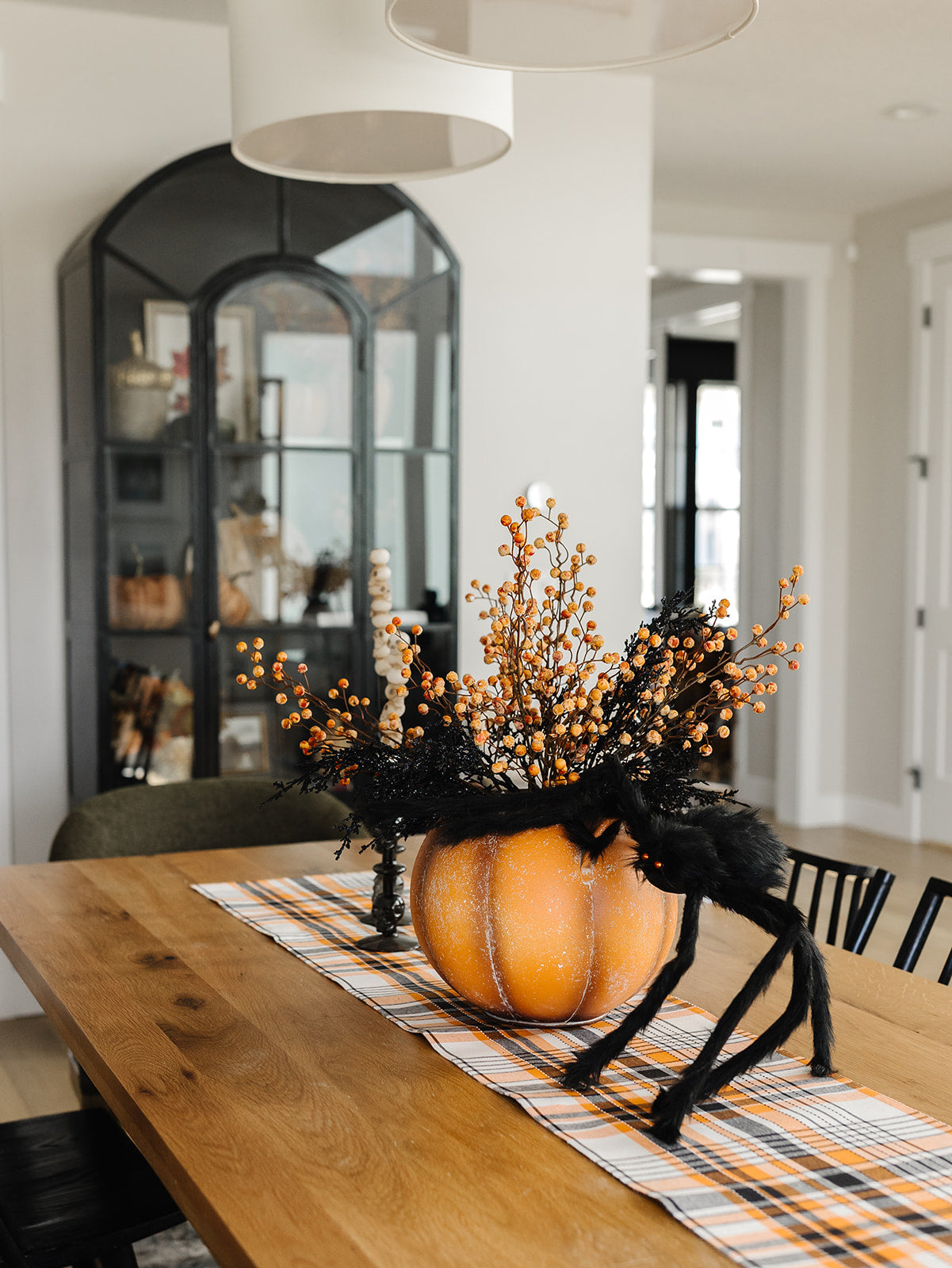Black and Orange Plaid Runner - 13"x72"