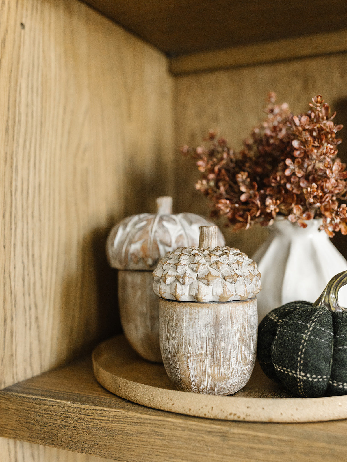 Whitewashed Acorn Lidded Container - 3 Sizes/Styles