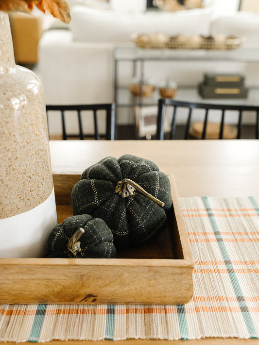 Green & Tan Plaid Pumpkin - 3 Sizes