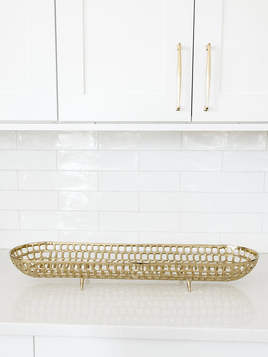Oval Gold Woven Tray - 2 Sizes
