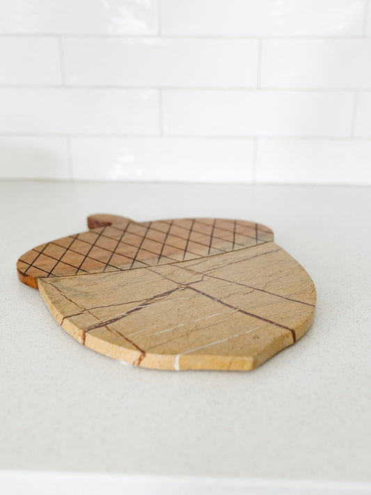 Acacia Wood and Marble Acorn Serving Board