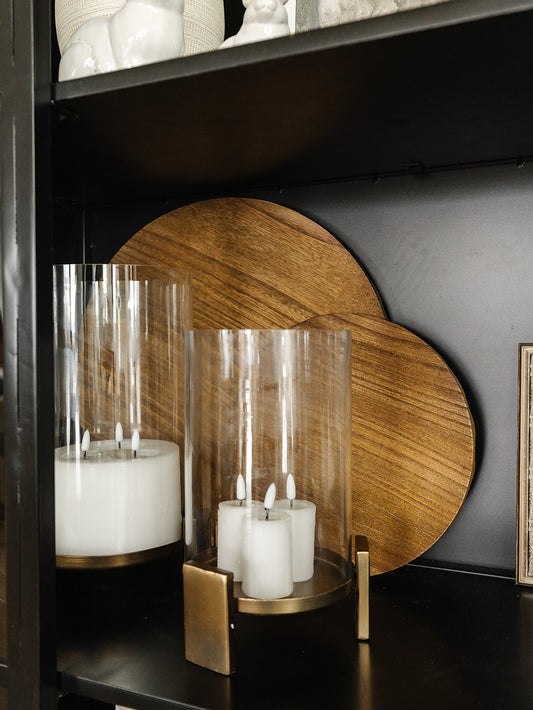 Antiqued Gold Hurricane Candle Holder - 2 Sizes