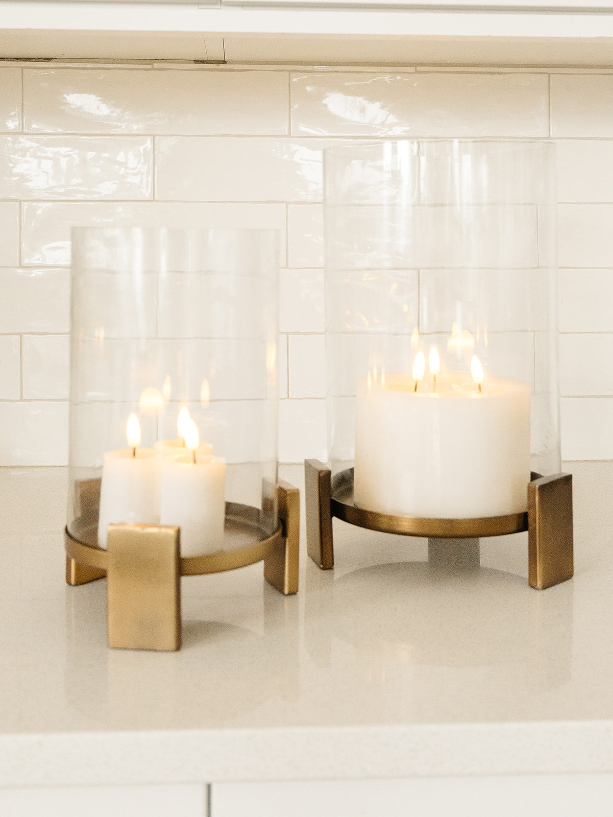 Antiqued Gold Hurricane Candle Holder - 2 Sizes
