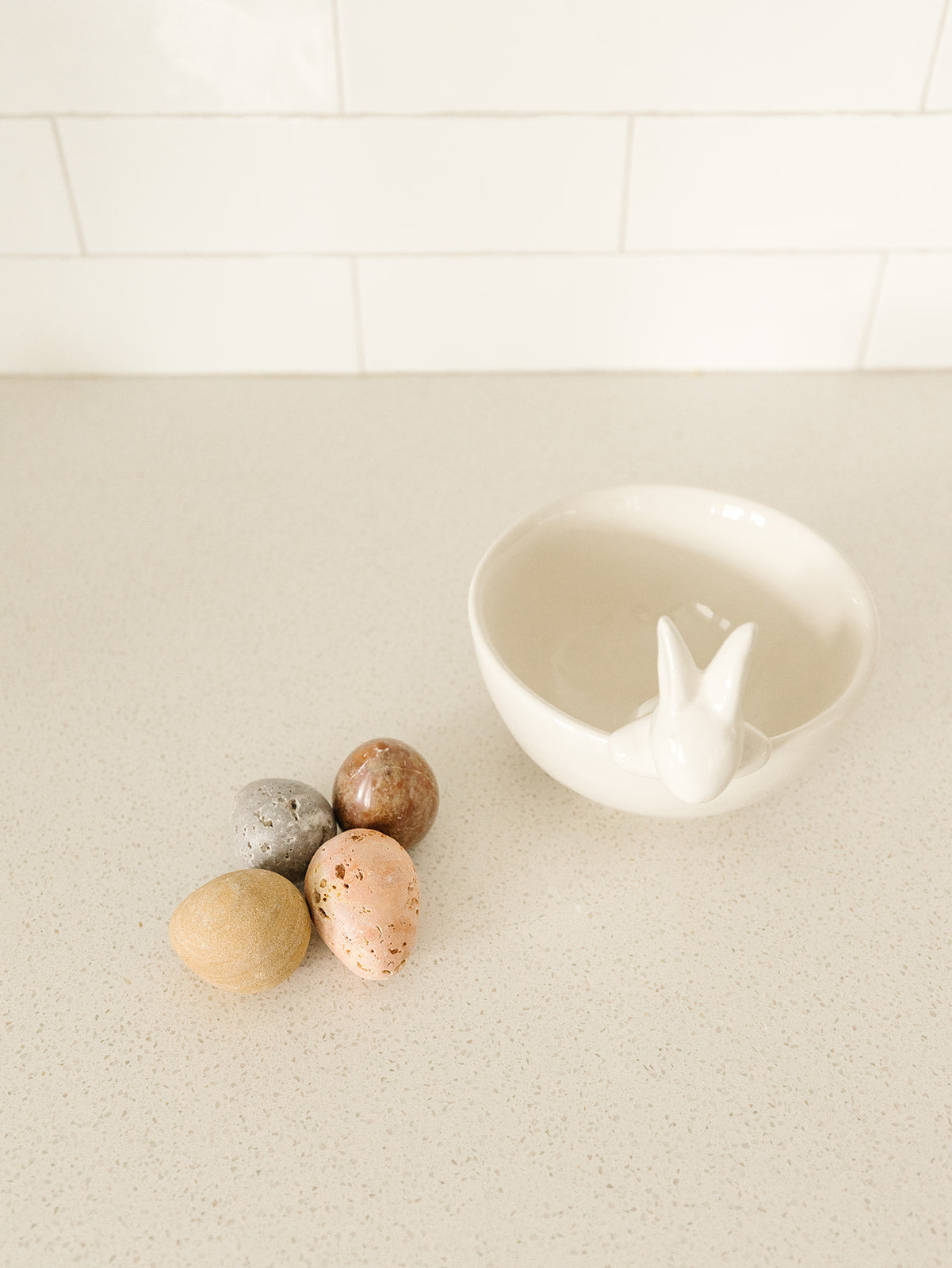 Carved Stone & Marble Eggs - Set of 4