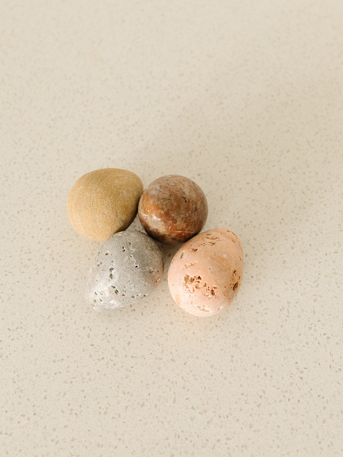 Carved Stone & Marble Eggs - Set of 4
