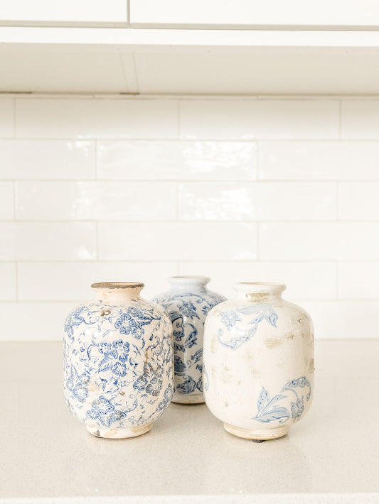 Small Blue Patterned Vases - 3 Styles