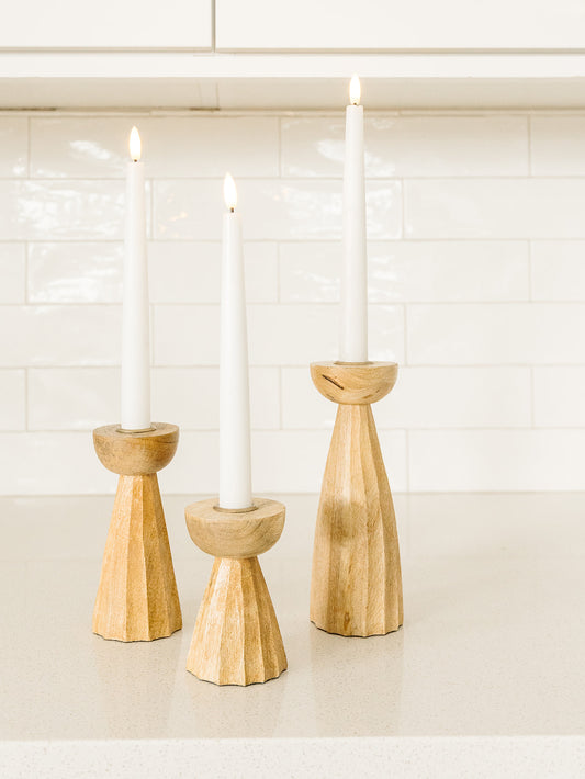 Natural Pleated Taper Holders - 3 Sizes