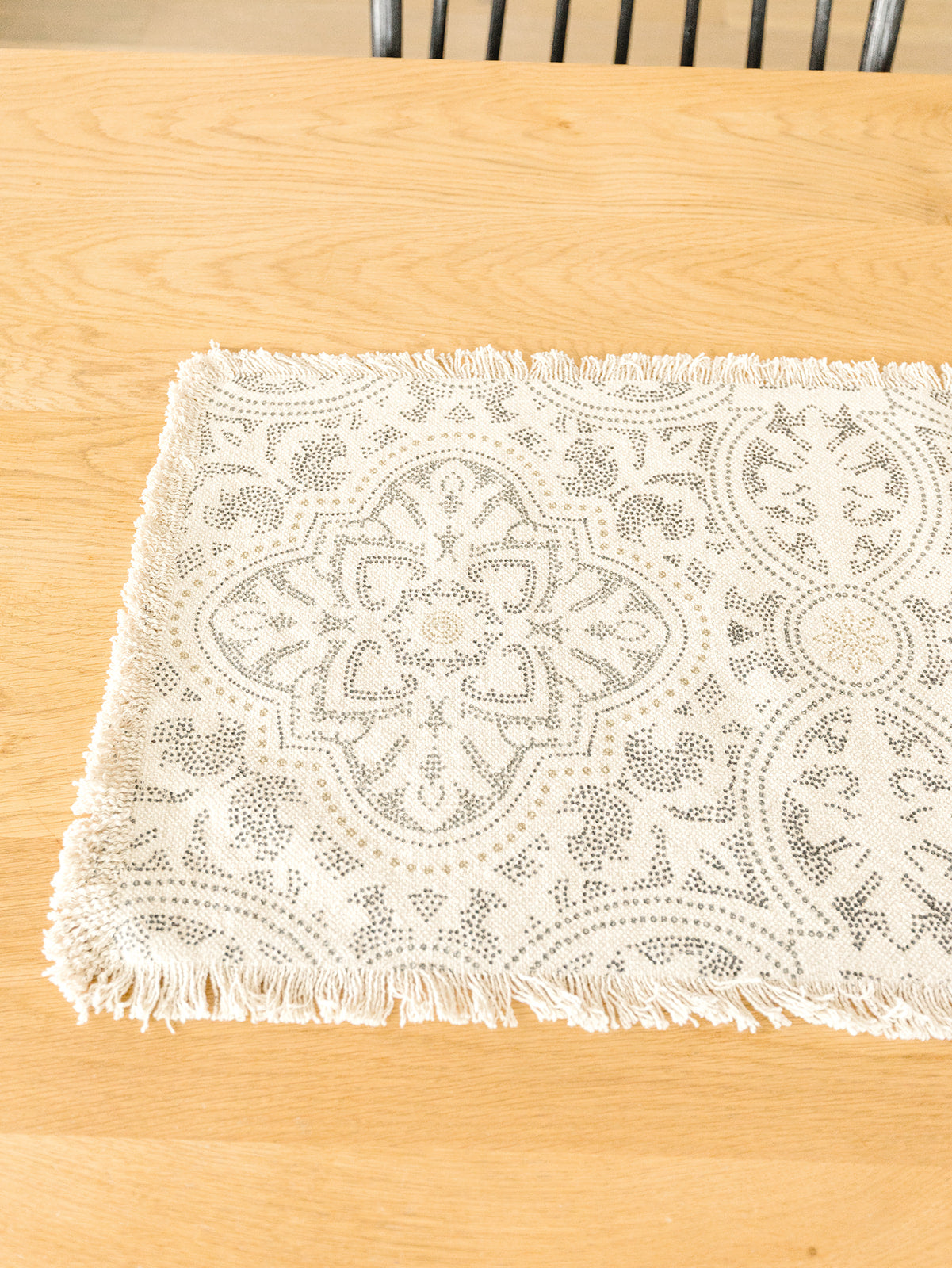 Grey & Cream Table Runner - 72"