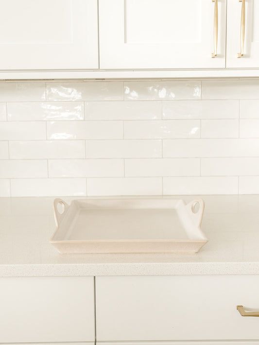 Antique White Stoneware Tray - local pick up only on this item 