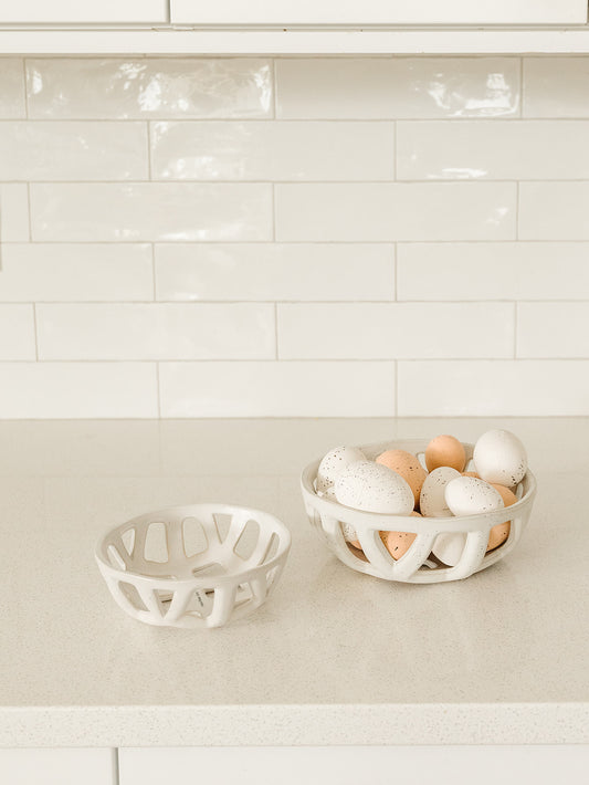 Stoneware Basket Bowls - Set of 2