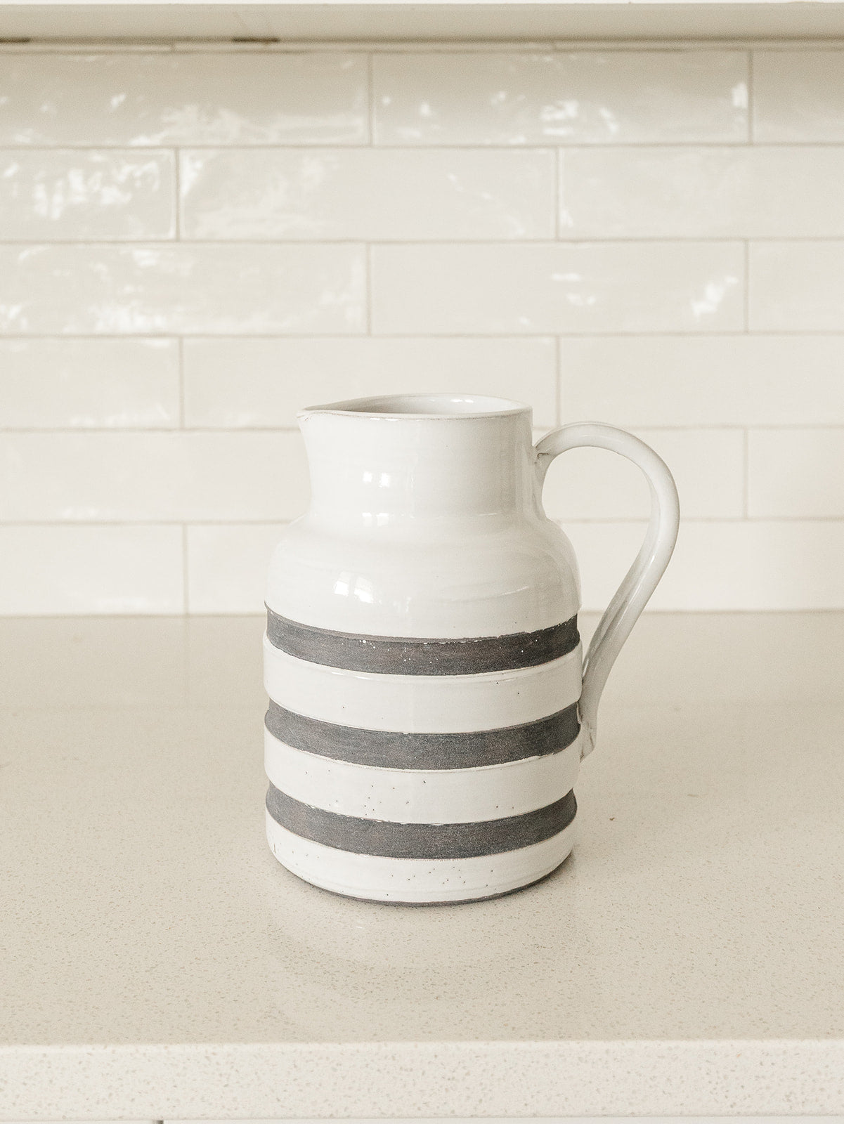 Harmon White and Charcoal Striped Jug - 2 Sizes