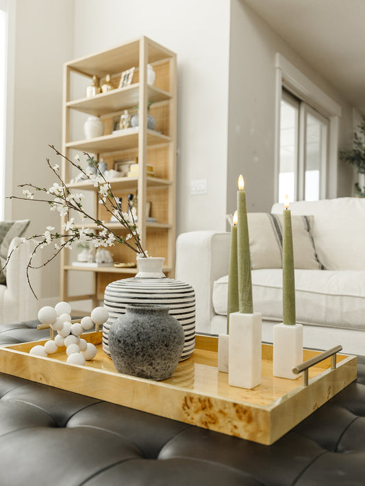 White Marble Taper Holders - Set of 3