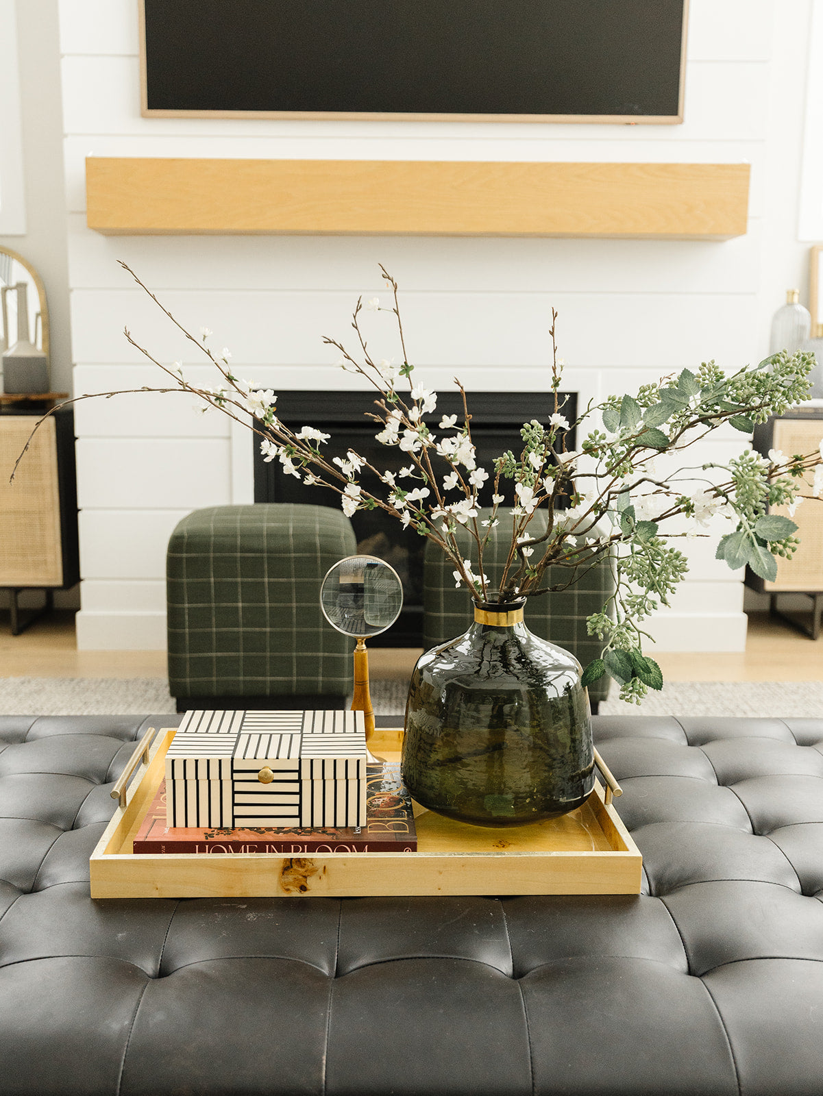 Green Glass Vase with Gold Metal - 3 Sizes