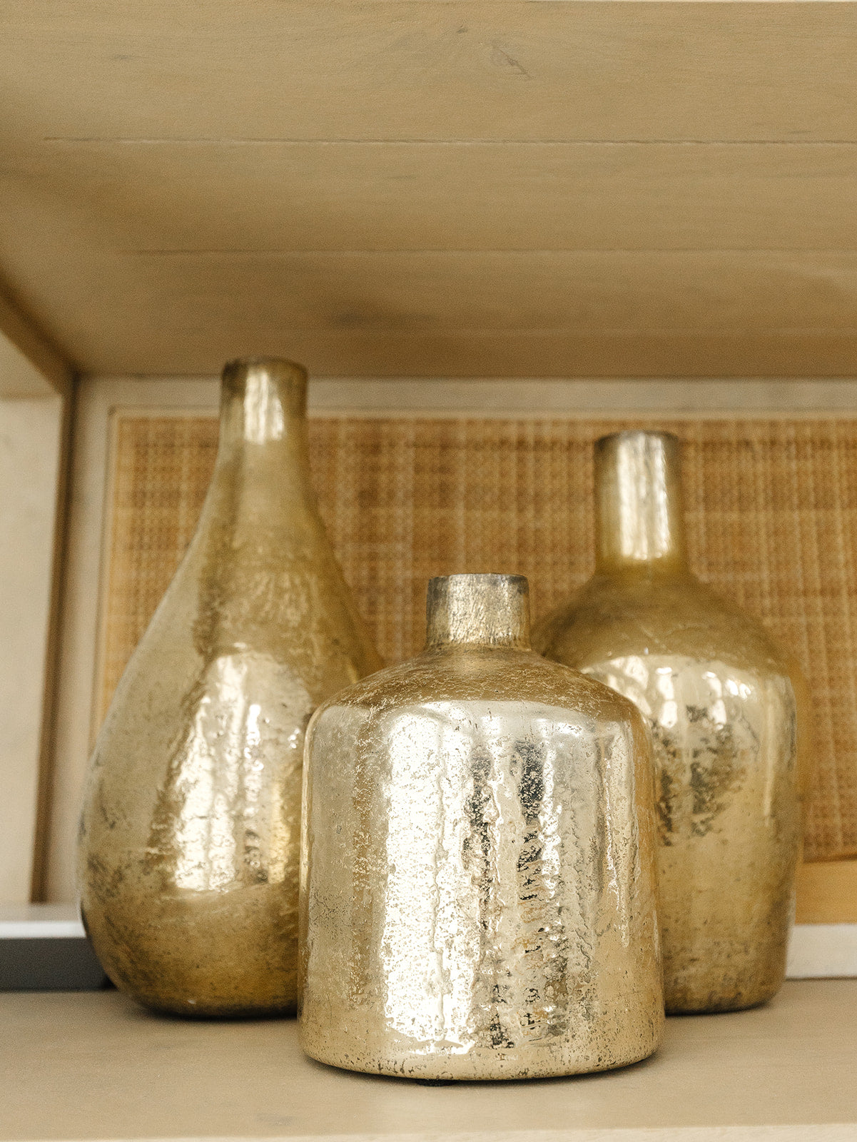 Small Antique Gold Bottle Vase - 3 Sizes