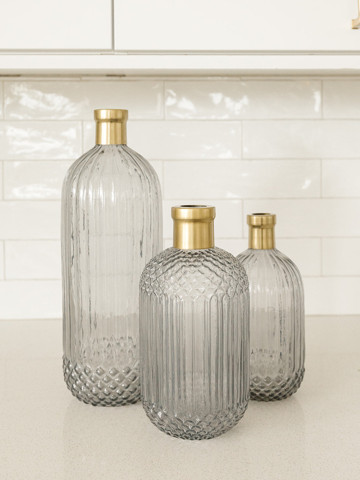 Gray Pressed Glass Vase - 3 Sizes