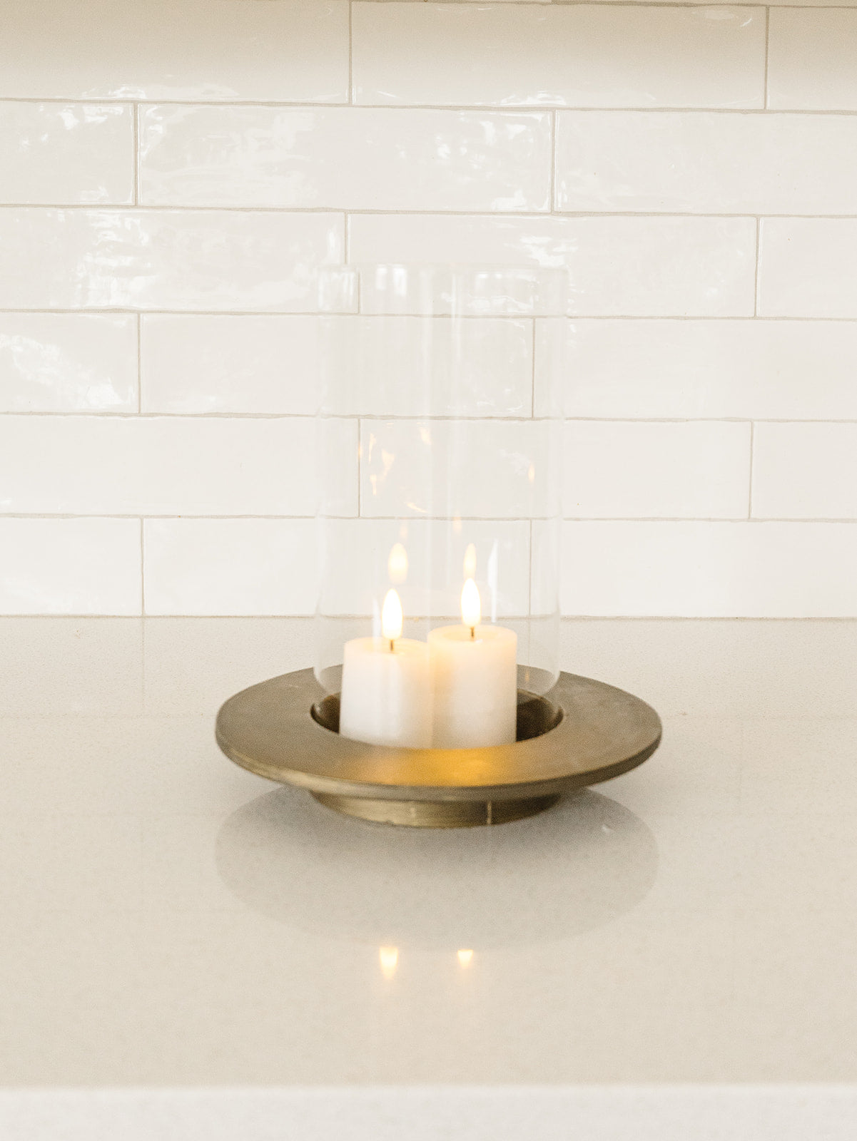 Vivian Gold and Glass Hurrican Candle Holder - Set of 2