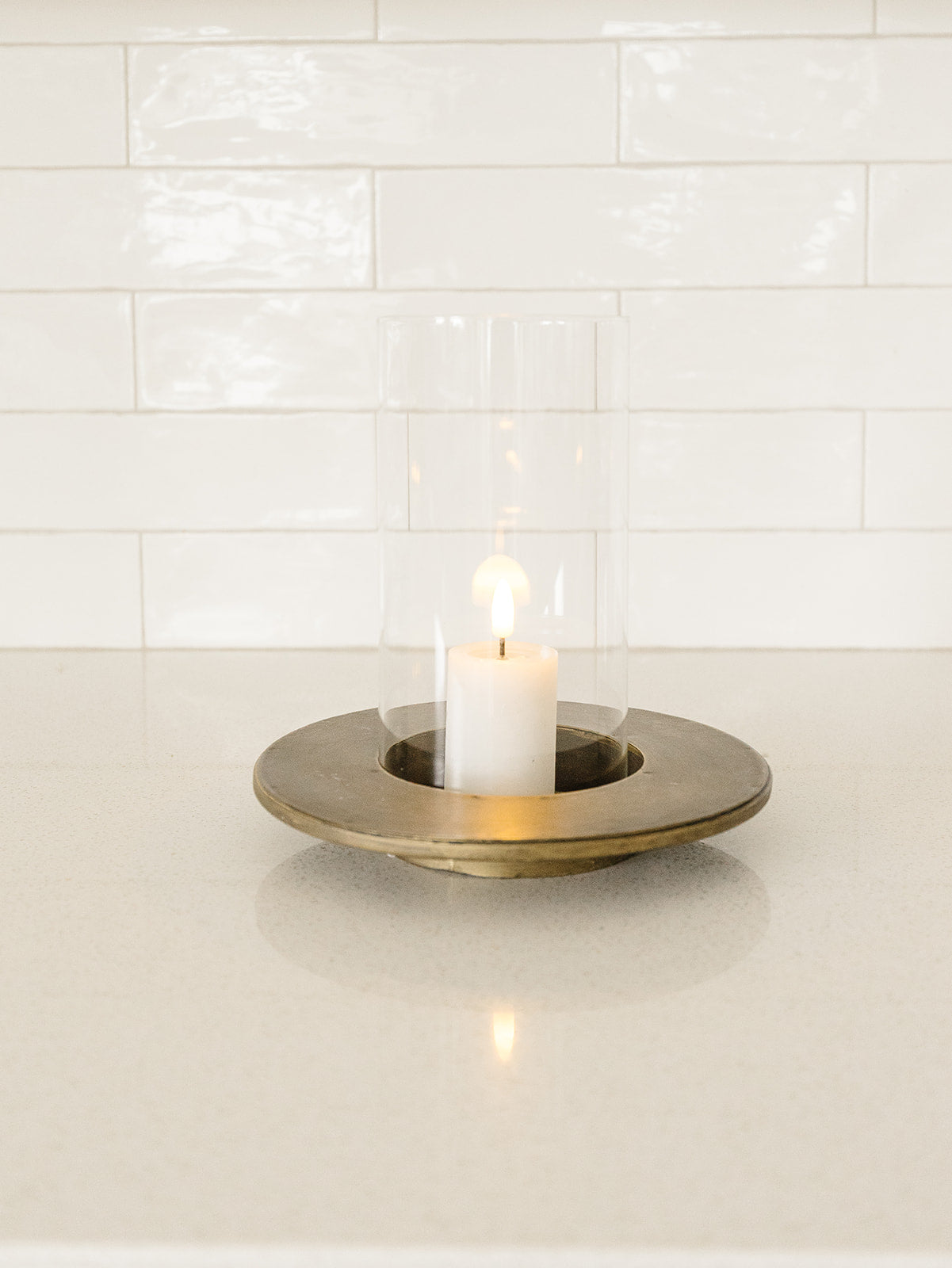 Vivian Gold and Glass Hurrican Candle Holder - Set of 2