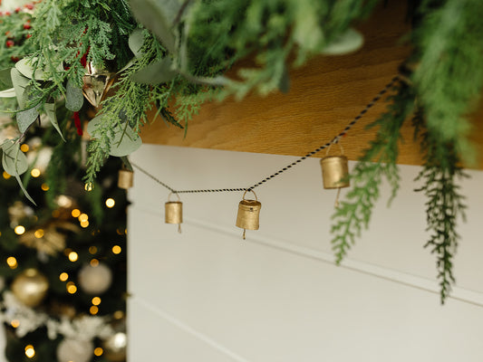 Antique Gold Bell Garland w/Black and White String