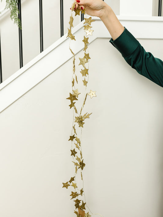 Paper Gold Glitter Star Garland - 72"